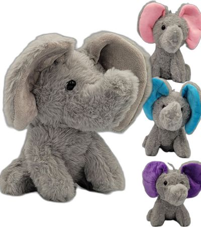 19cm Sitting Big Ear Elephant Plush Soft Toy...Assorted Colours